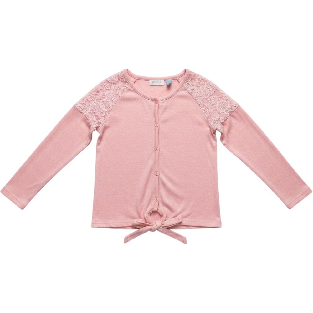 The Children's Place Girls Pink Lace Shoulder Tie Front long sleeve top Size 7/8
